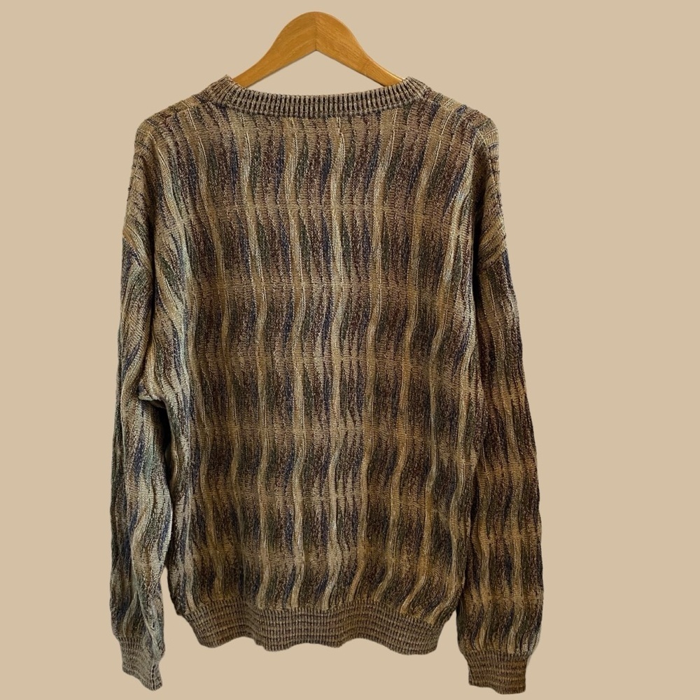 Vintage Bachrach Coogi Style Knit Textured Print Crewneck Sweater - Picture 2 of 8